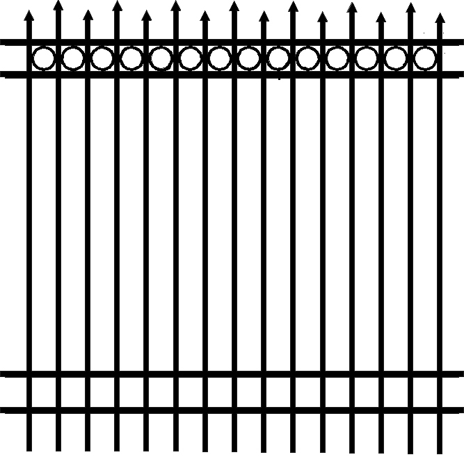 Section, Blue River Residential 4 Rail w/rings 72 Long, Black